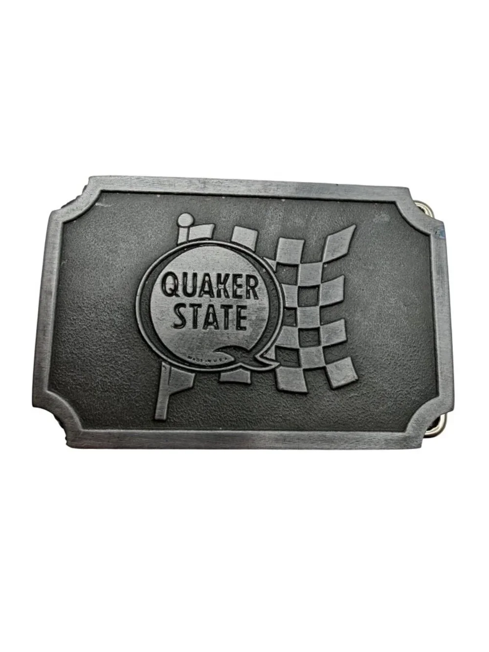 Vintage Quaker State Hit line belt buckle‎ silver pewter mens accessories cowboy